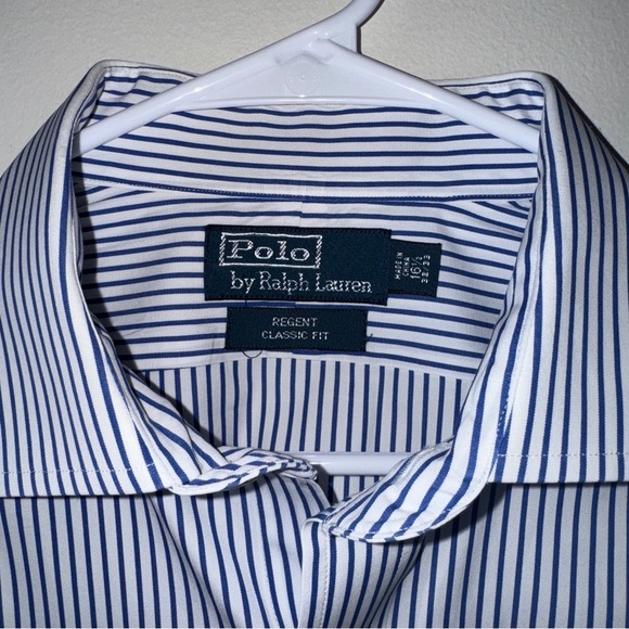 Polo Ralph Lauren Regent Dress Shirt Mens 16.5 32/33 Blue Striped Button Down - Picture 3 of 5